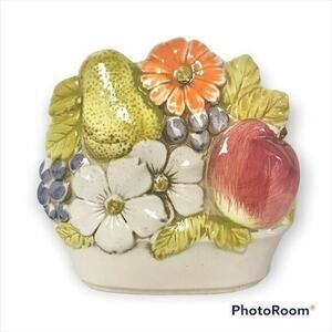 Lefton Vintage Ceramic 6243 Fruit & Flower Napkin Holder Antique Dining Decor